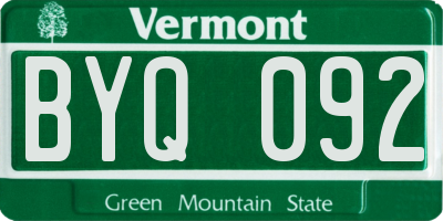VT license plate BYQ092