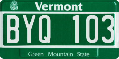 VT license plate BYQ103