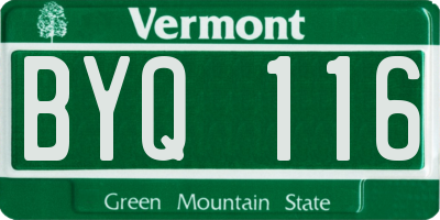 VT license plate BYQ116