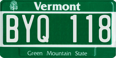 VT license plate BYQ118