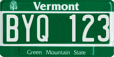 VT license plate BYQ123