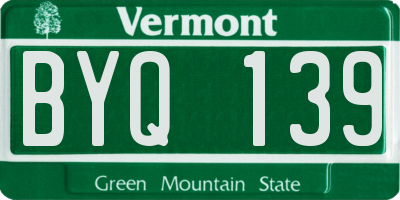 VT license plate BYQ139