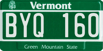 VT license plate BYQ160