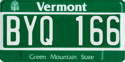 VT license plate BYQ166