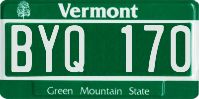 VT license plate BYQ170