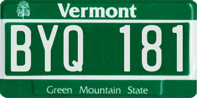 VT license plate BYQ181
