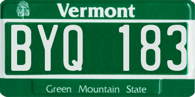 VT license plate BYQ183