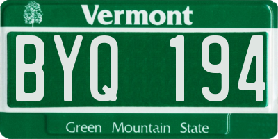 VT license plate BYQ194