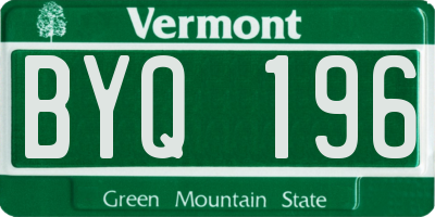 VT license plate BYQ196