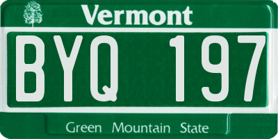 VT license plate BYQ197