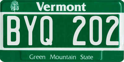 VT license plate BYQ202