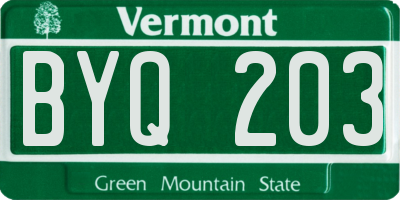 VT license plate BYQ203