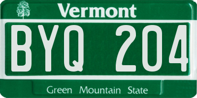 VT license plate BYQ204