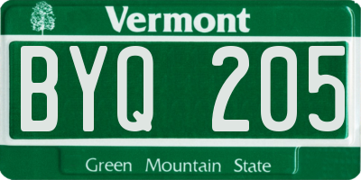 VT license plate BYQ205