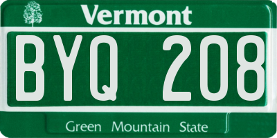 VT license plate BYQ208