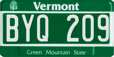 VT license plate BYQ209