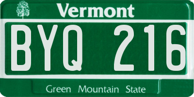 VT license plate BYQ216