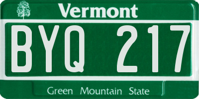 VT license plate BYQ217