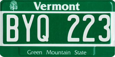 VT license plate BYQ223