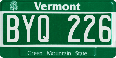 VT license plate BYQ226
