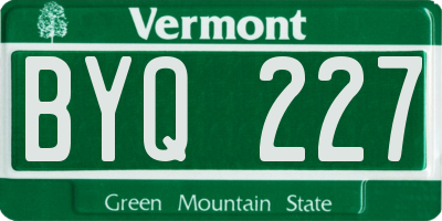 VT license plate BYQ227