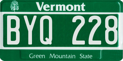 VT license plate BYQ228