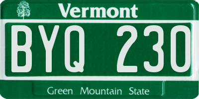 VT license plate BYQ230