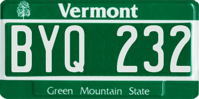 VT license plate BYQ232