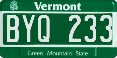 VT license plate BYQ233