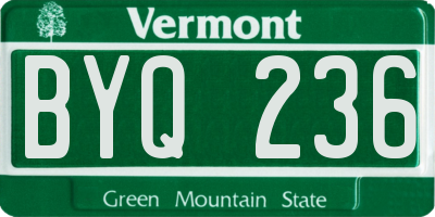 VT license plate BYQ236
