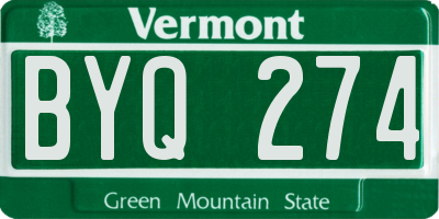 VT license plate BYQ274