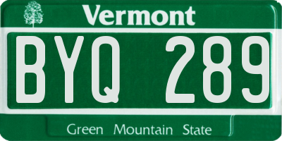 VT license plate BYQ289