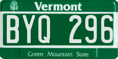 VT license plate BYQ296