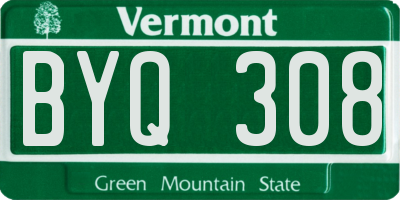 VT license plate BYQ308