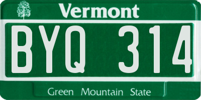 VT license plate BYQ314