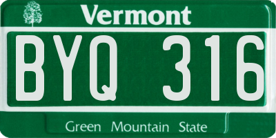 VT license plate BYQ316