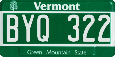 VT license plate BYQ322