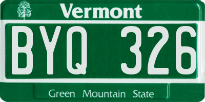 VT license plate BYQ326