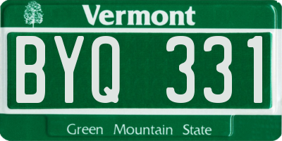 VT license plate BYQ331