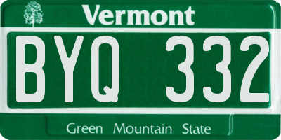 VT license plate BYQ332