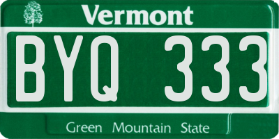 VT license plate BYQ333