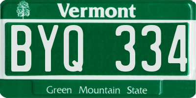 VT license plate BYQ334