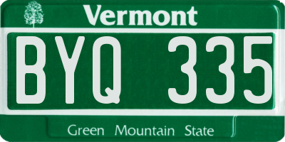 VT license plate BYQ335