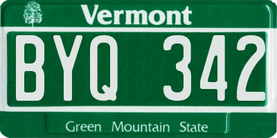 VT license plate BYQ342