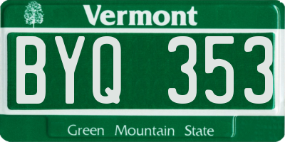 VT license plate BYQ353
