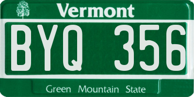 VT license plate BYQ356