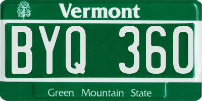 VT license plate BYQ360