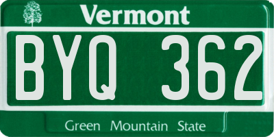 VT license plate BYQ362