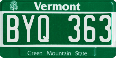 VT license plate BYQ363
