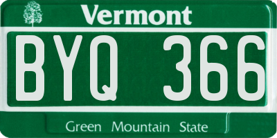 VT license plate BYQ366